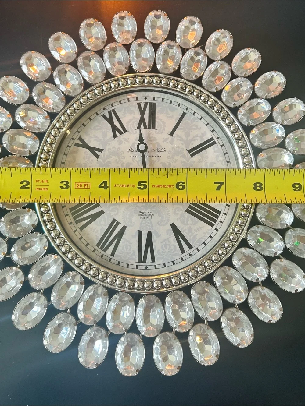 Sterling & Noble-10” Accent Decorative Wall Clock - Silver Finish- Bedazzled